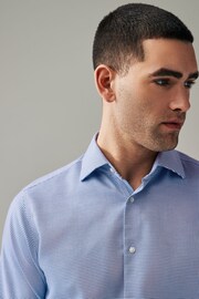 Navy Blue/White Textured Slim Fit Signature Super Non Iron Single Cuff Shirt with Cutaway Collar - Image 5 of 7