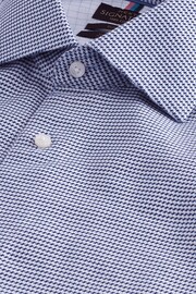 Navy Blue/White Textured Slim Fit Signature Super Non Iron Single Cuff Shirt with Cutaway Collar - Image 7 of 7