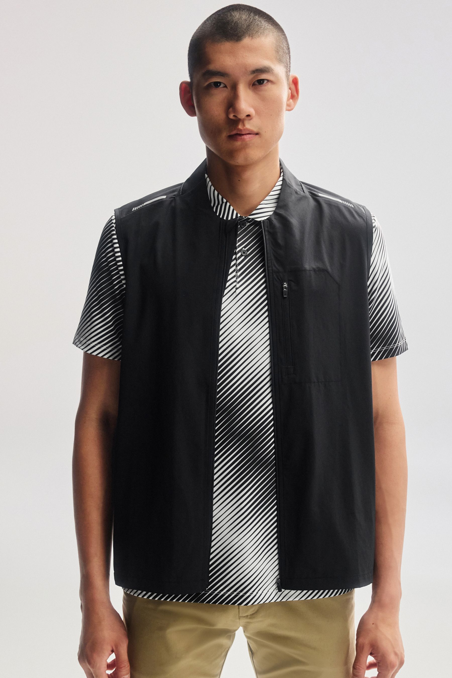 Buy Black Woven Bomber Gilet from Next Luxembourg