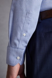 Blue Textured Slim Fit Signature Super Non Iron Single Cuff Shirt with Cutaway Collar - Image 5 of 6