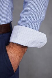 Blue Textured Slim Fit Signature Super Non Iron Single Cuff Shirt with Cutaway Collar - Image 6 of 6