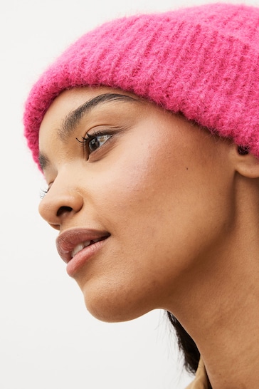 Pink Knitted Beanie Hat