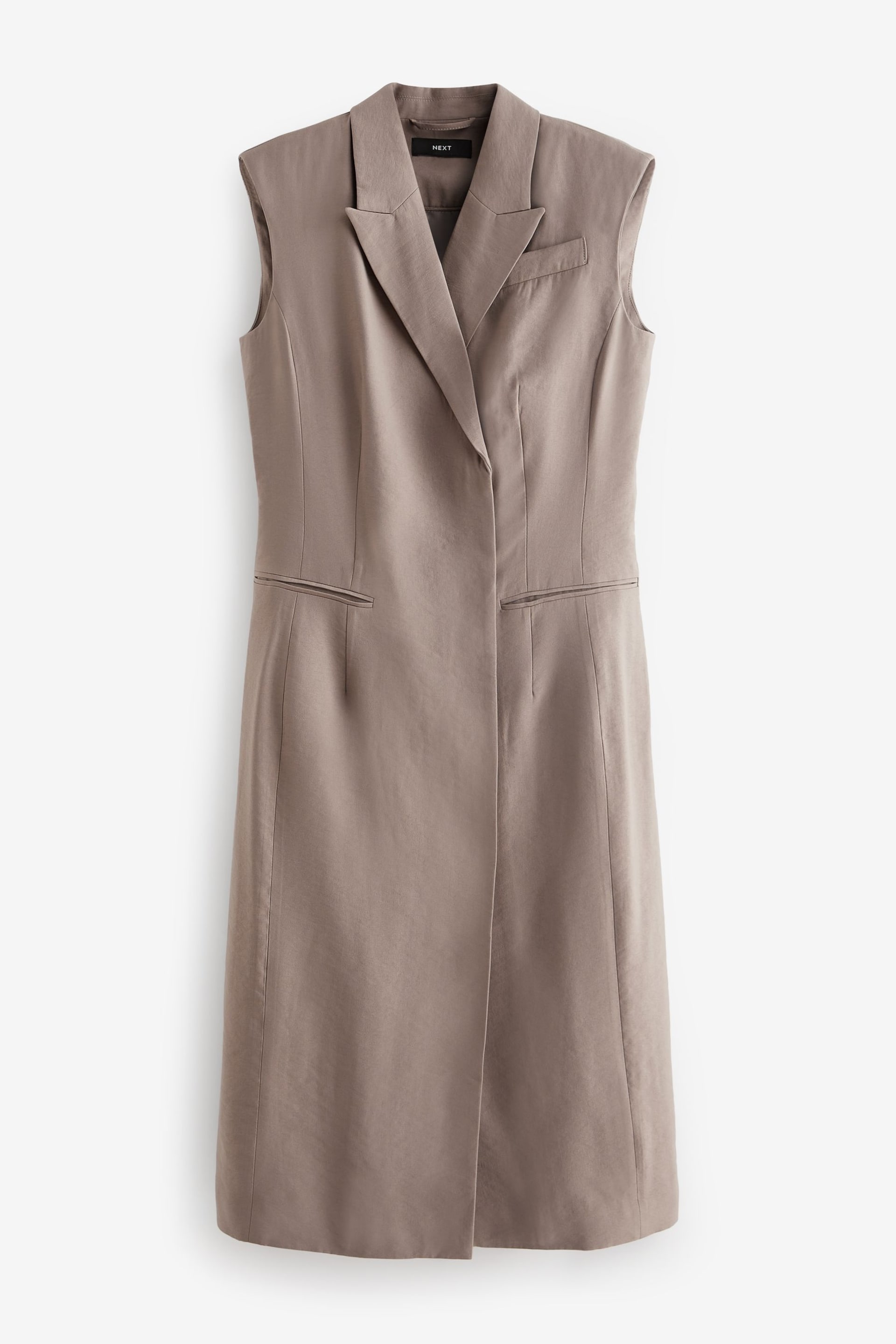 Mink Brown Mini Sleeveless Blazer Dress - Image 4 of 5
