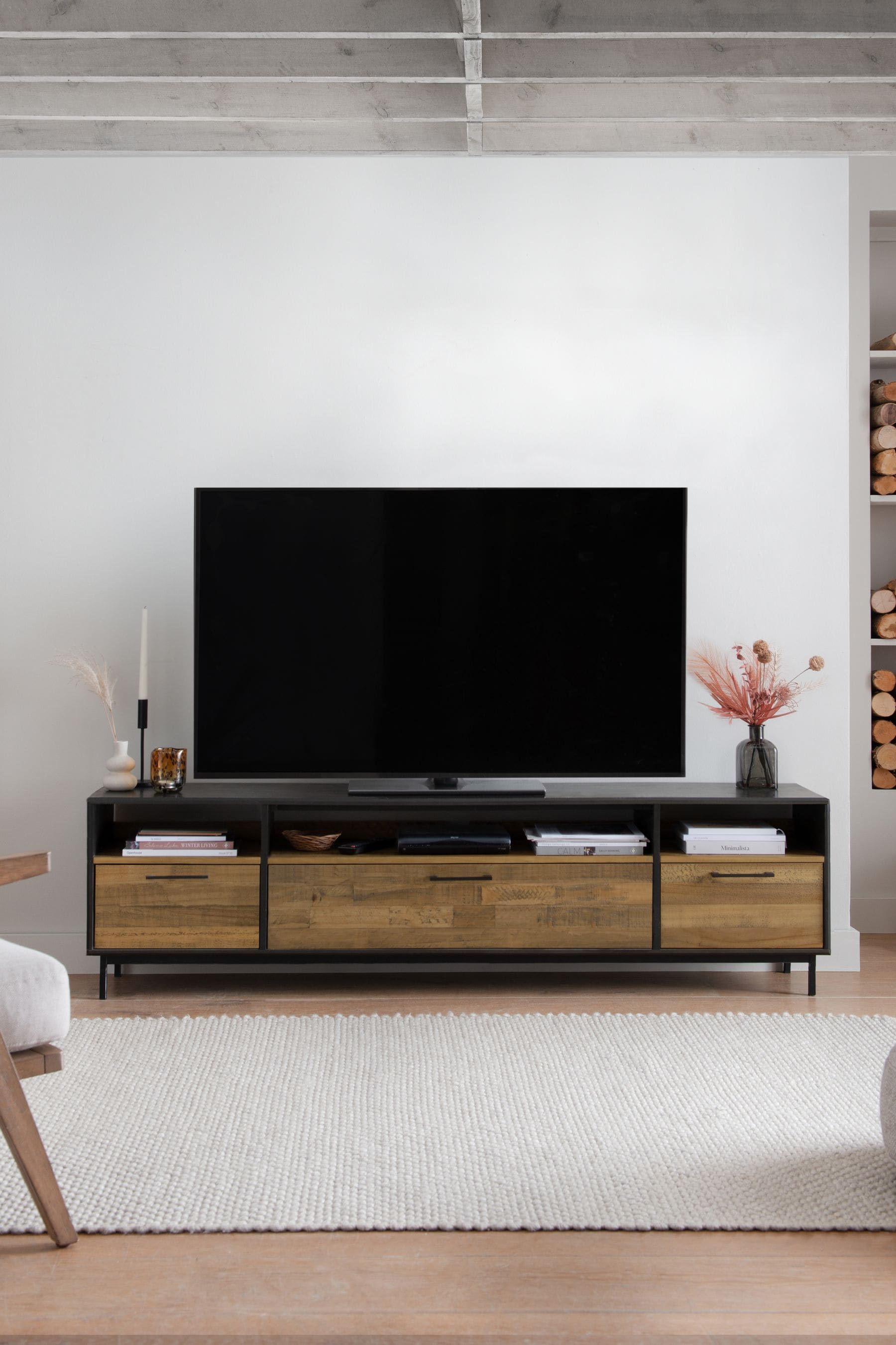 Natural pine on sale tv stand