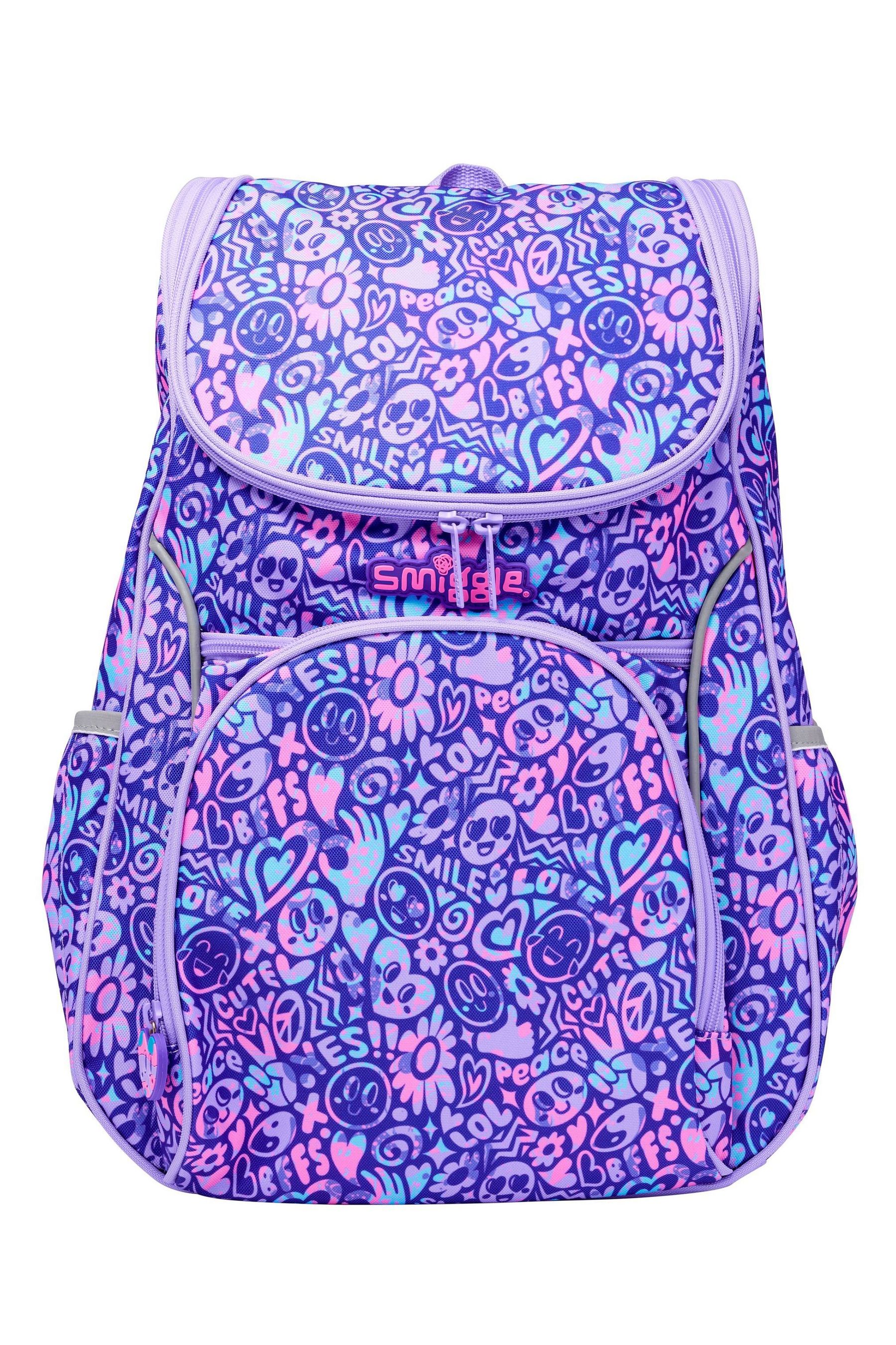 Smiggle Purple Vivid Access Backpack with Reflective Tape