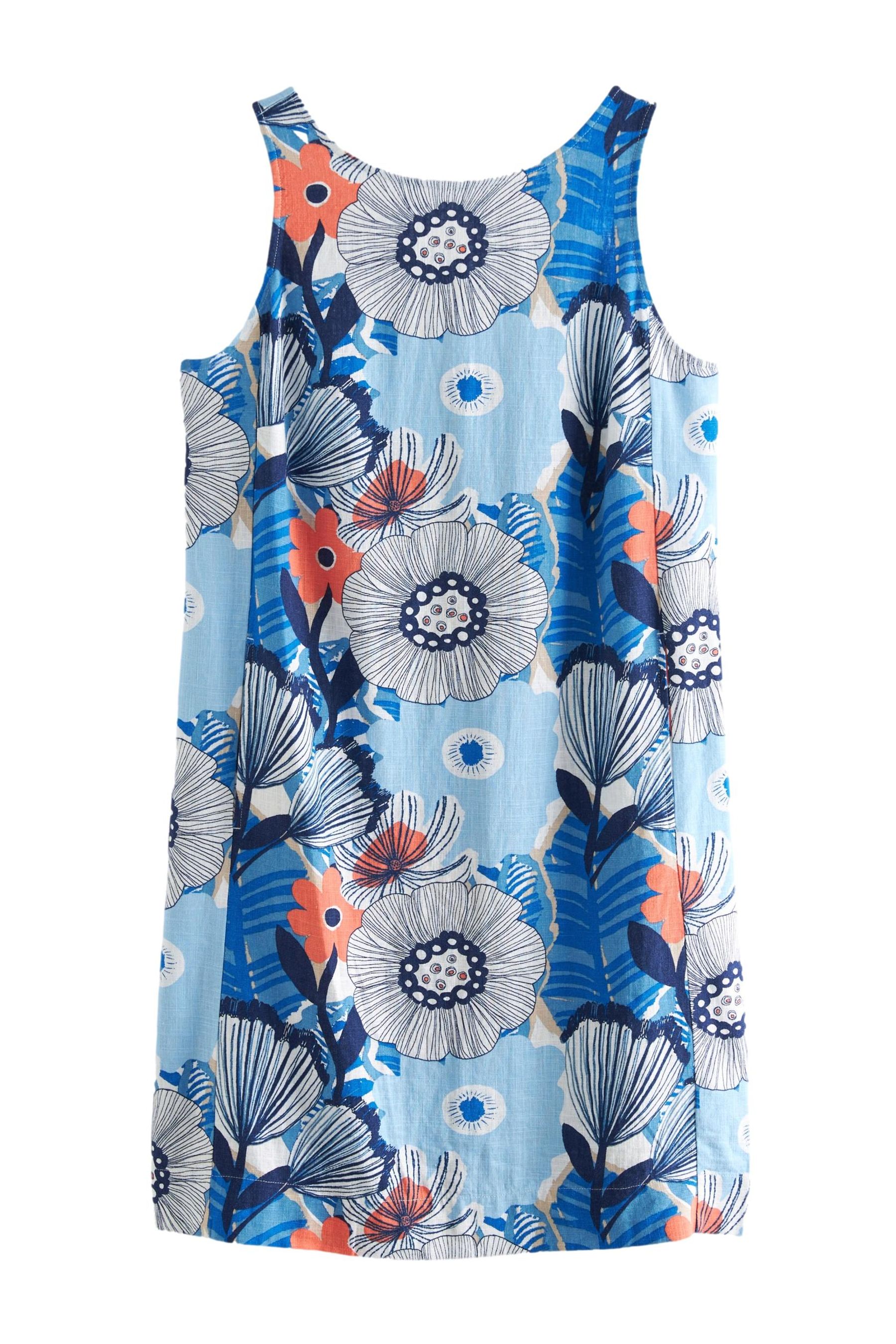 Buy Blue Floral Linen Blend Sleeveless Shift Dress from Next Luxembourg