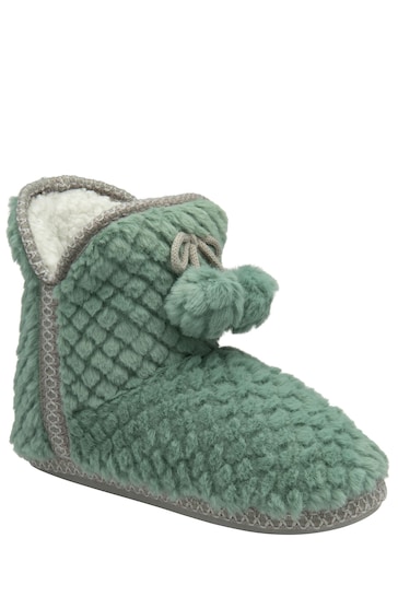 Dunlop Green Ladies Waffle Bootee Slippers