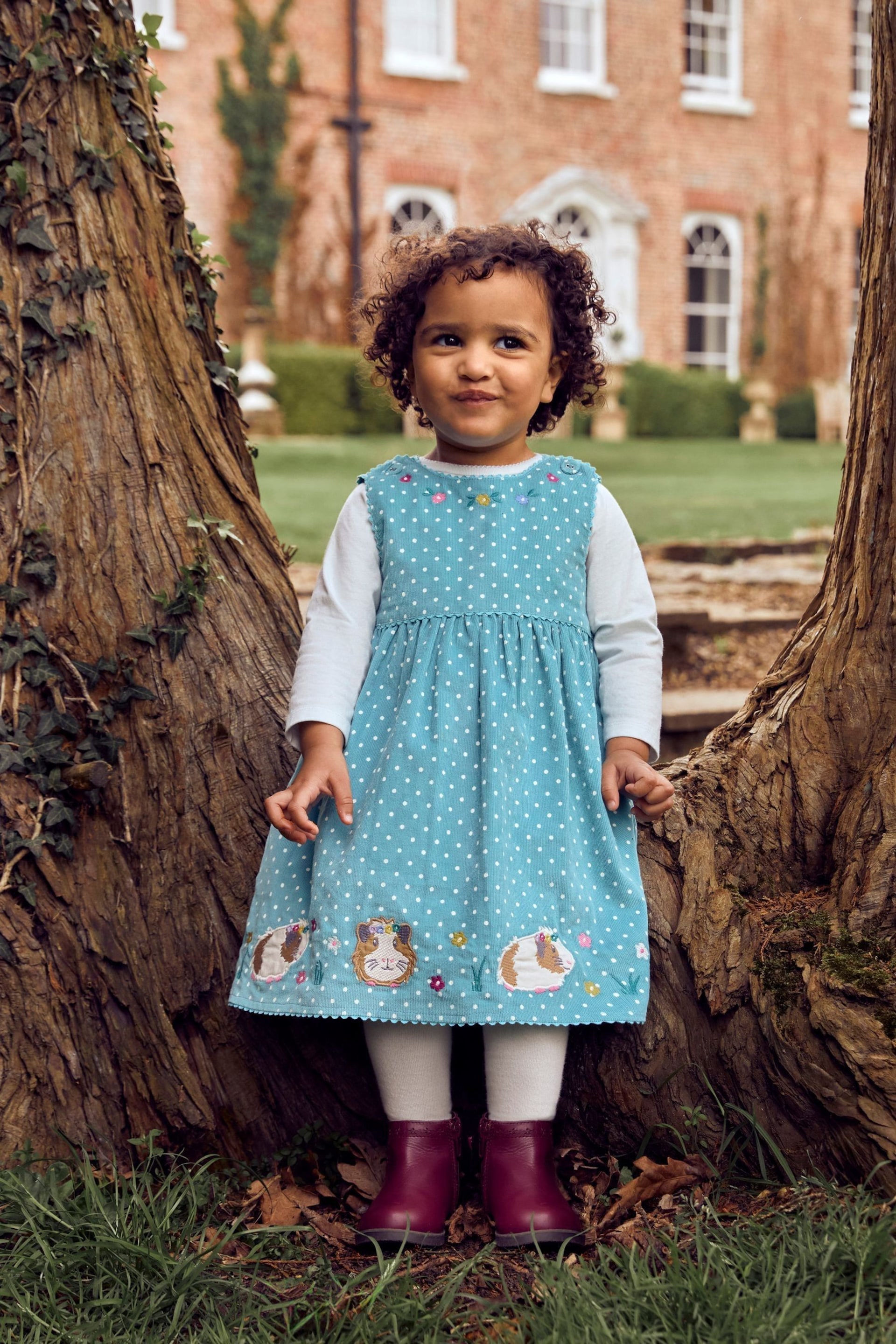 JoJo Maman Bébé Duck Egg Blue Guinea Pig Girls' Appliqué Cord Dress - Image 1 of 5