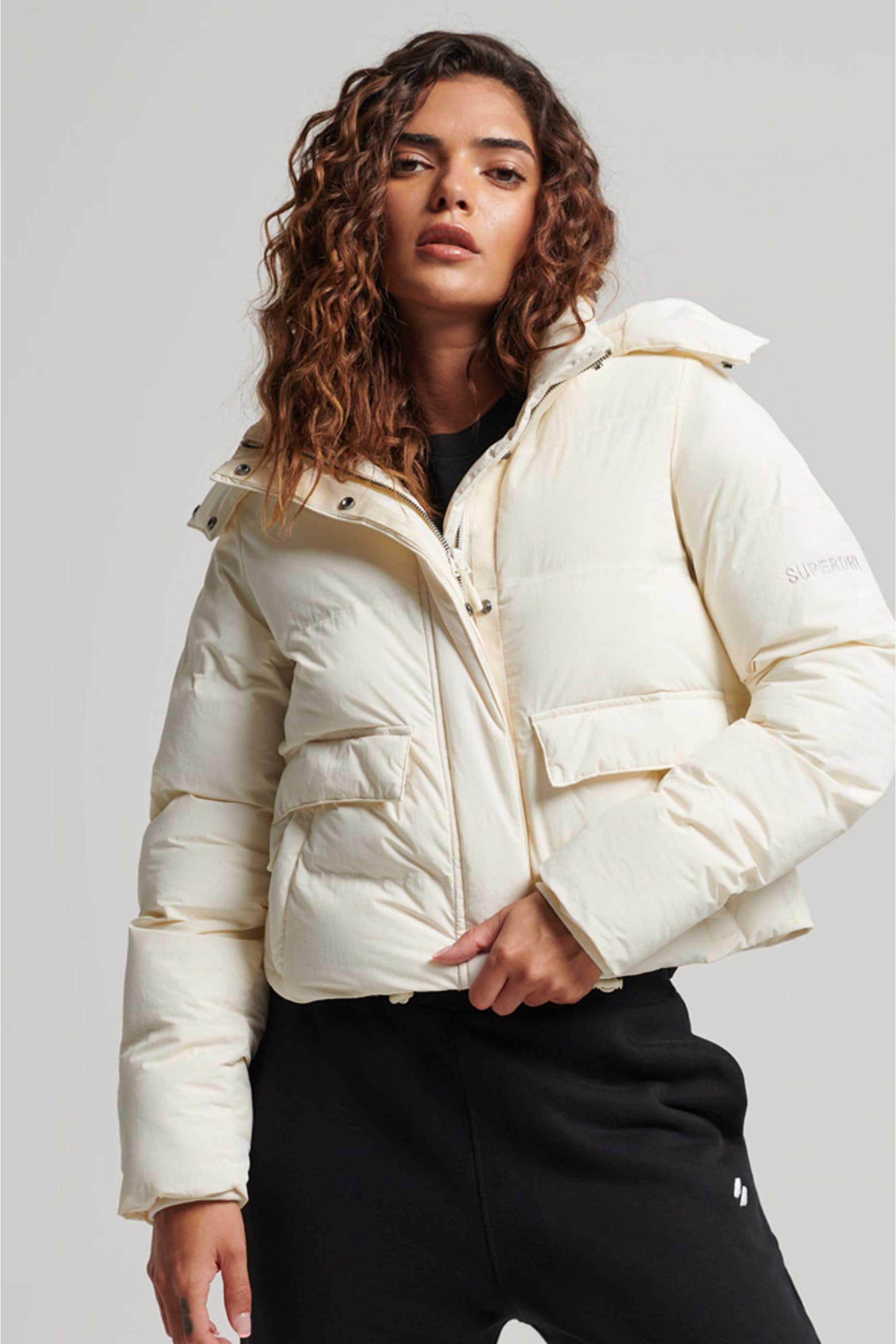 Buy Superdry Cream Sport Train Boxy Puffer Jacket from Next Luxembourg
