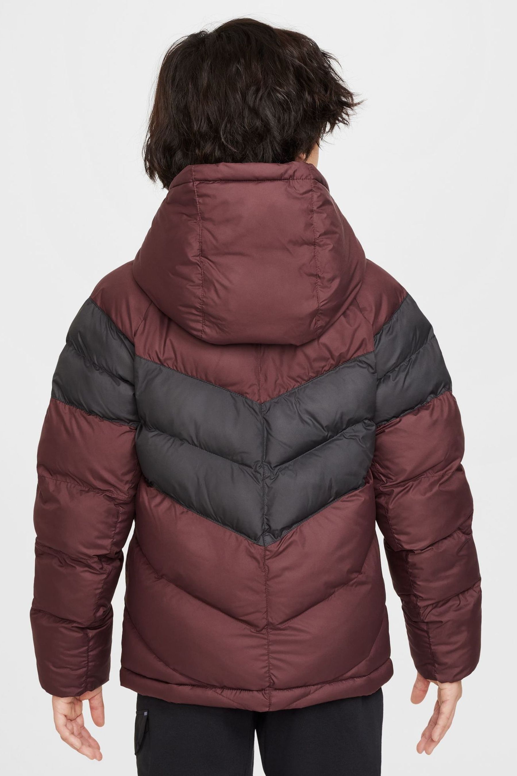 Nike Burgundy Red Synthetic Fill Hooded Jacket