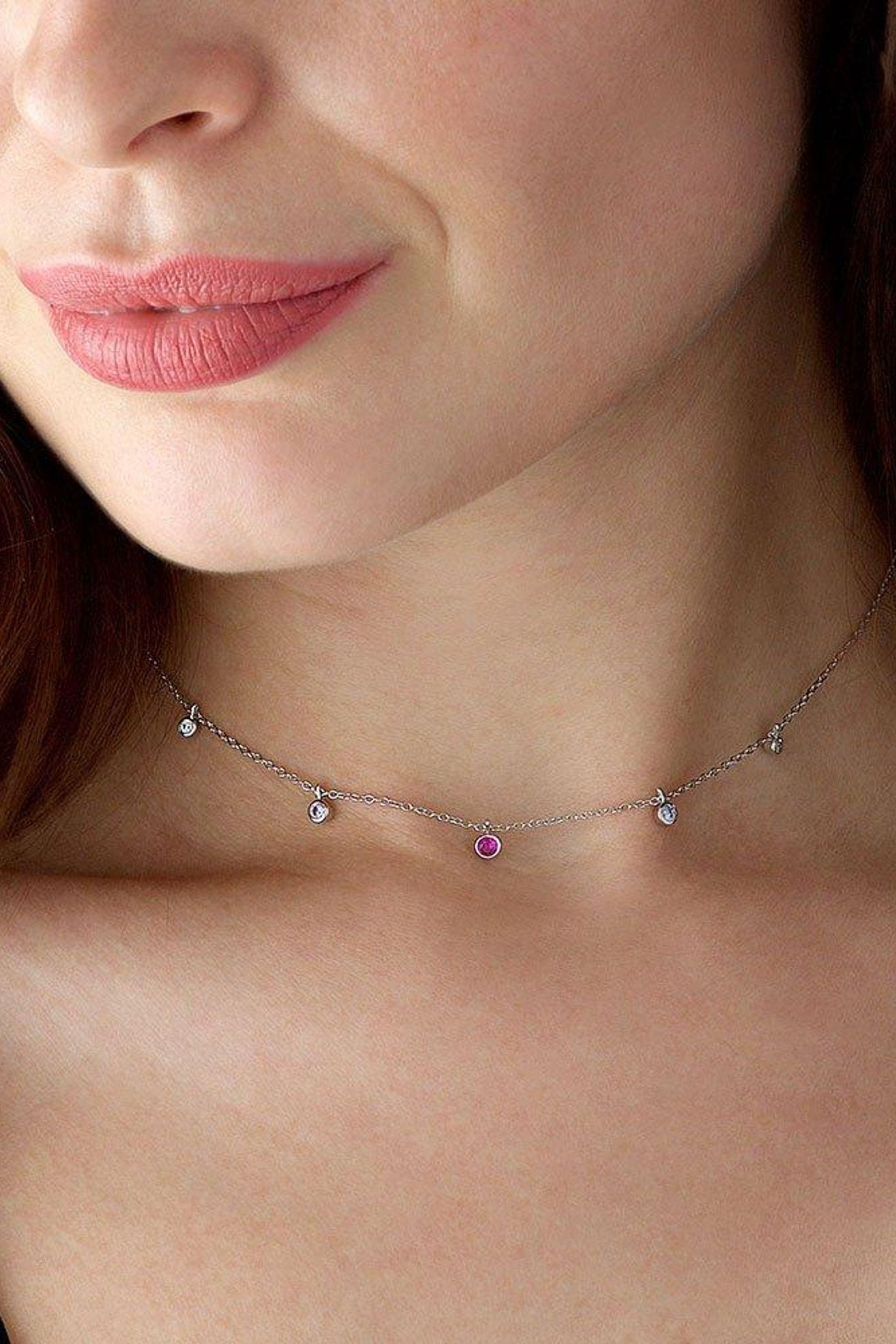 Beaverbrooks Sterling Silver Cubic Zirconia Choker Necklace