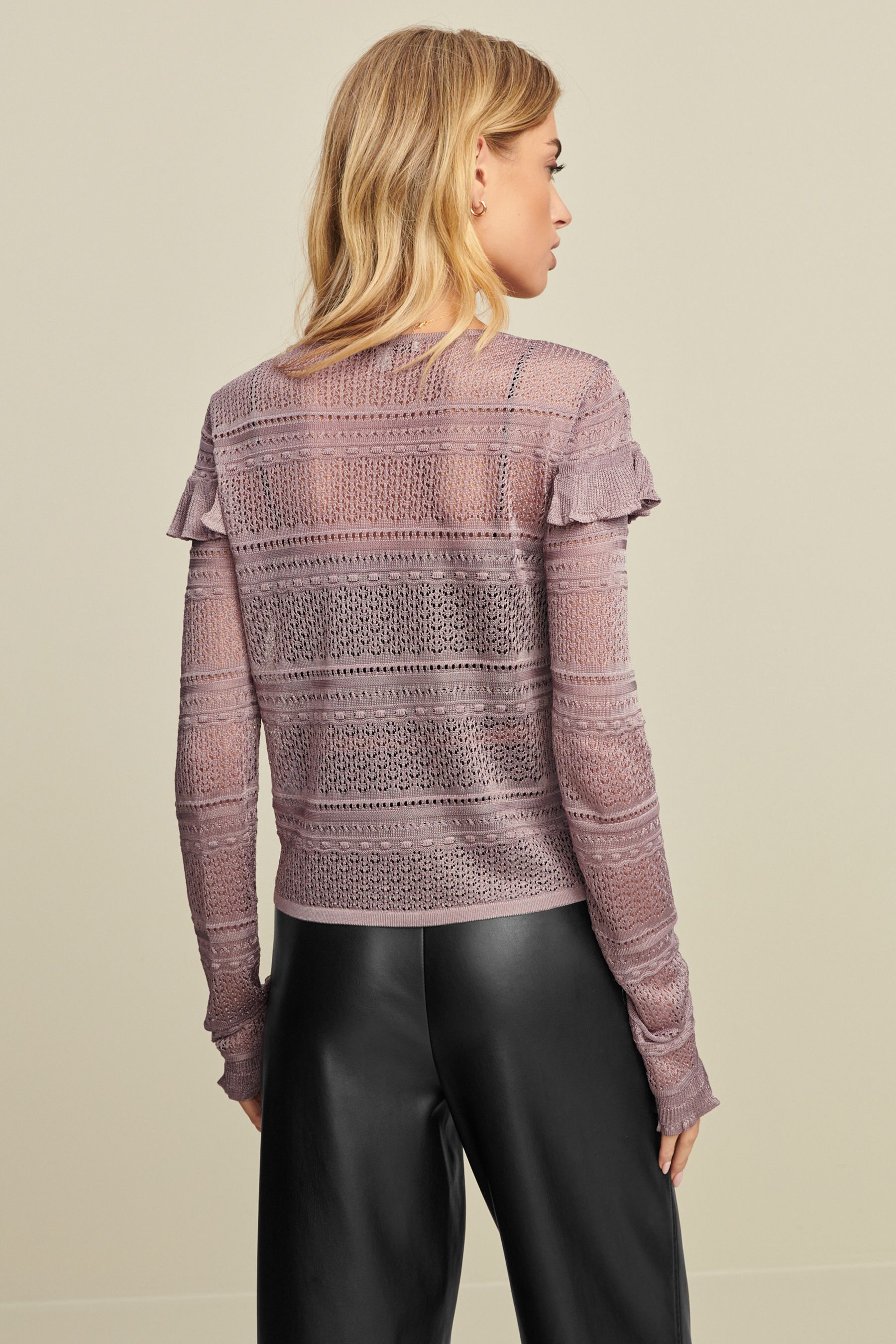 Buy Lilac Purple Pointelle Frill Jumper from Next Luxembourg