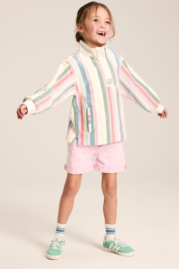Joules Girls' Burnham Multi Stripe Funnel Neck Sweatshirt