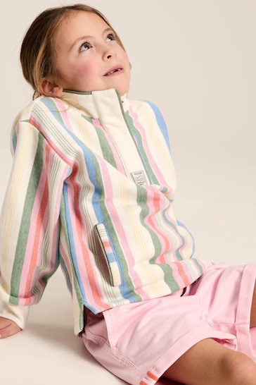 Joules Girls' Burnham Multi Stripe Funnel Neck Sweatshirt