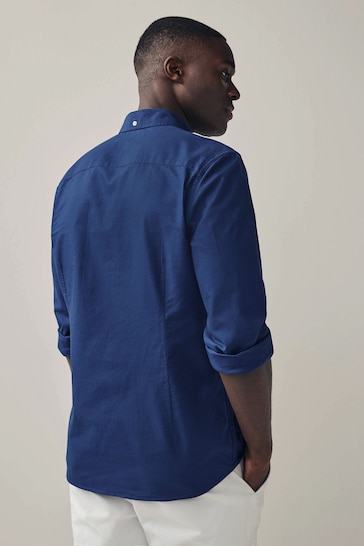 Cobalt Blue Slim Fit Long Sleeve Oxford Shirt