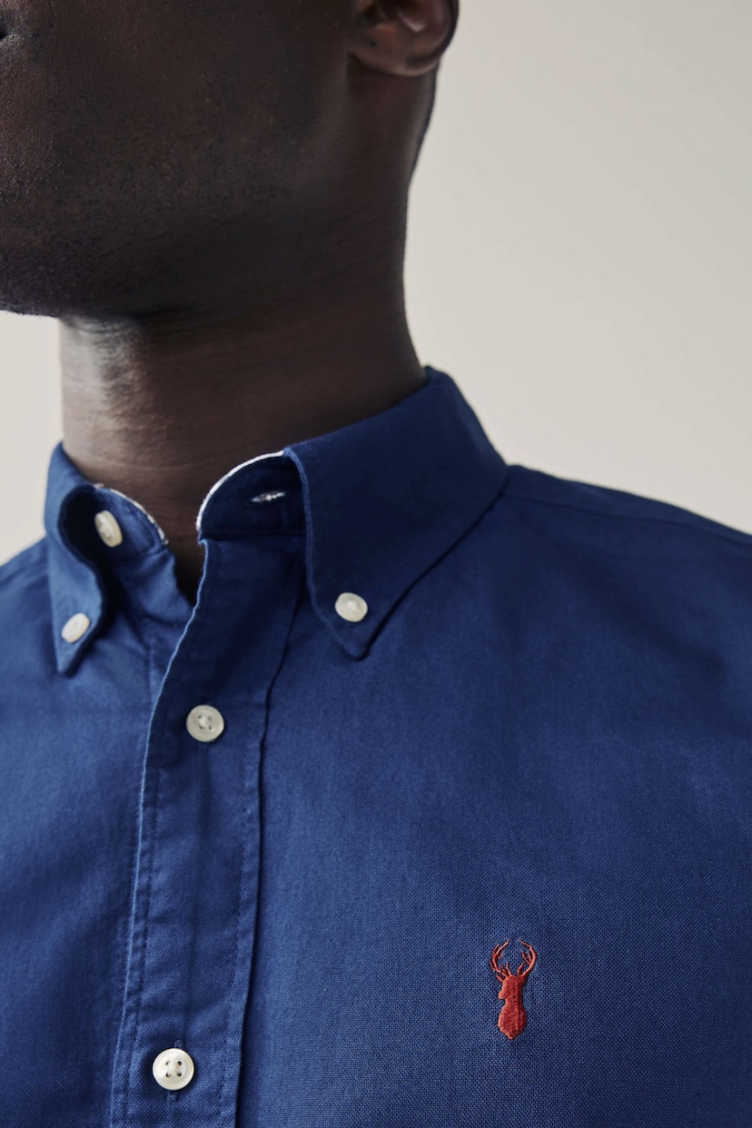 Cobalt Blue Slim Fit Long Sleeve Oxford Shirt - Image 4 of 7