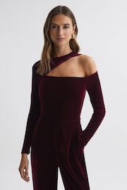 Reiss Berry Adele Velvet Off-The-Shoulder Jumpsuit - Image 3 of 4