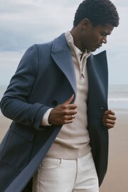 Reiss Airforce Blue Crowd Wool Double Breasted Mid-Length Coat - Image 1 of 7