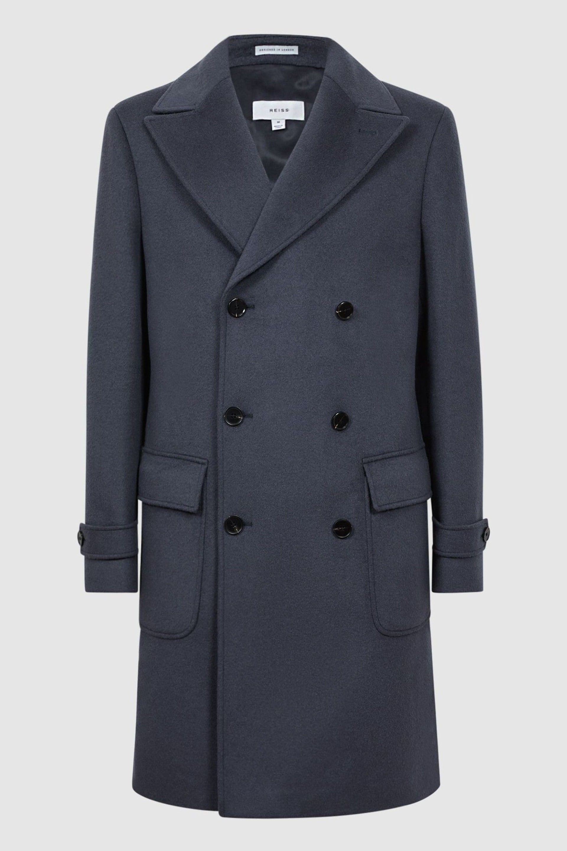 Reiss Airforce Blue Crowd Wool Double Breasted Mid-Length Coat - Image 2 of 7