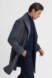 Reiss Airforce Blue Crowd Wool Double Breasted Mid-Length Coat - Image 5 of 7