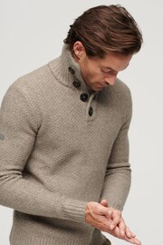 Superdry Beige Chunky Button High Neck Jumper - Image 3 of 6
