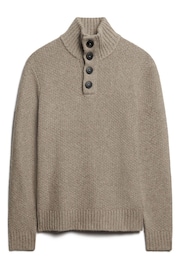 Superdry Beige Chunky Button High Neck Jumper - Image 4 of 6