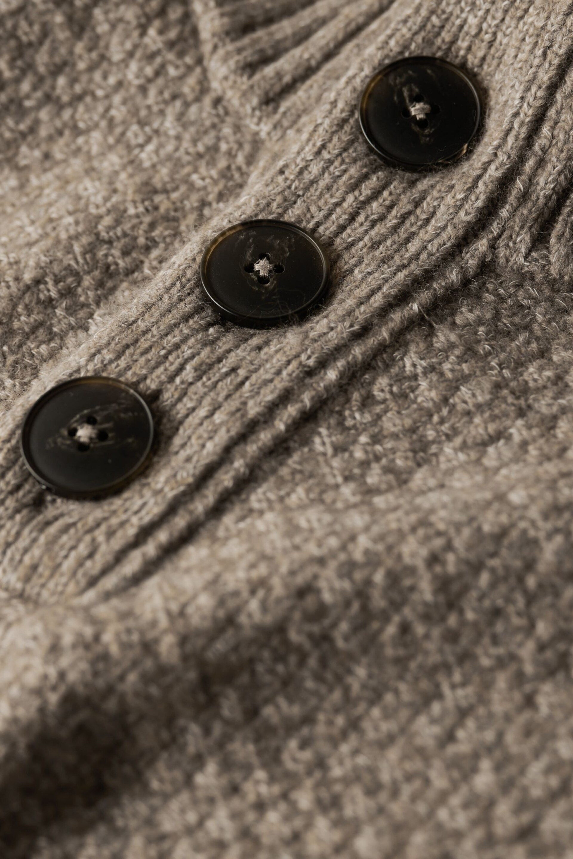 Superdry Beige Chunky Button High Neck Jumper - Image 6 of 6
