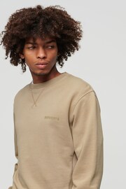 Superdry Beige Overdyed Logo Loose Crew Jumper - Image 4 of 7