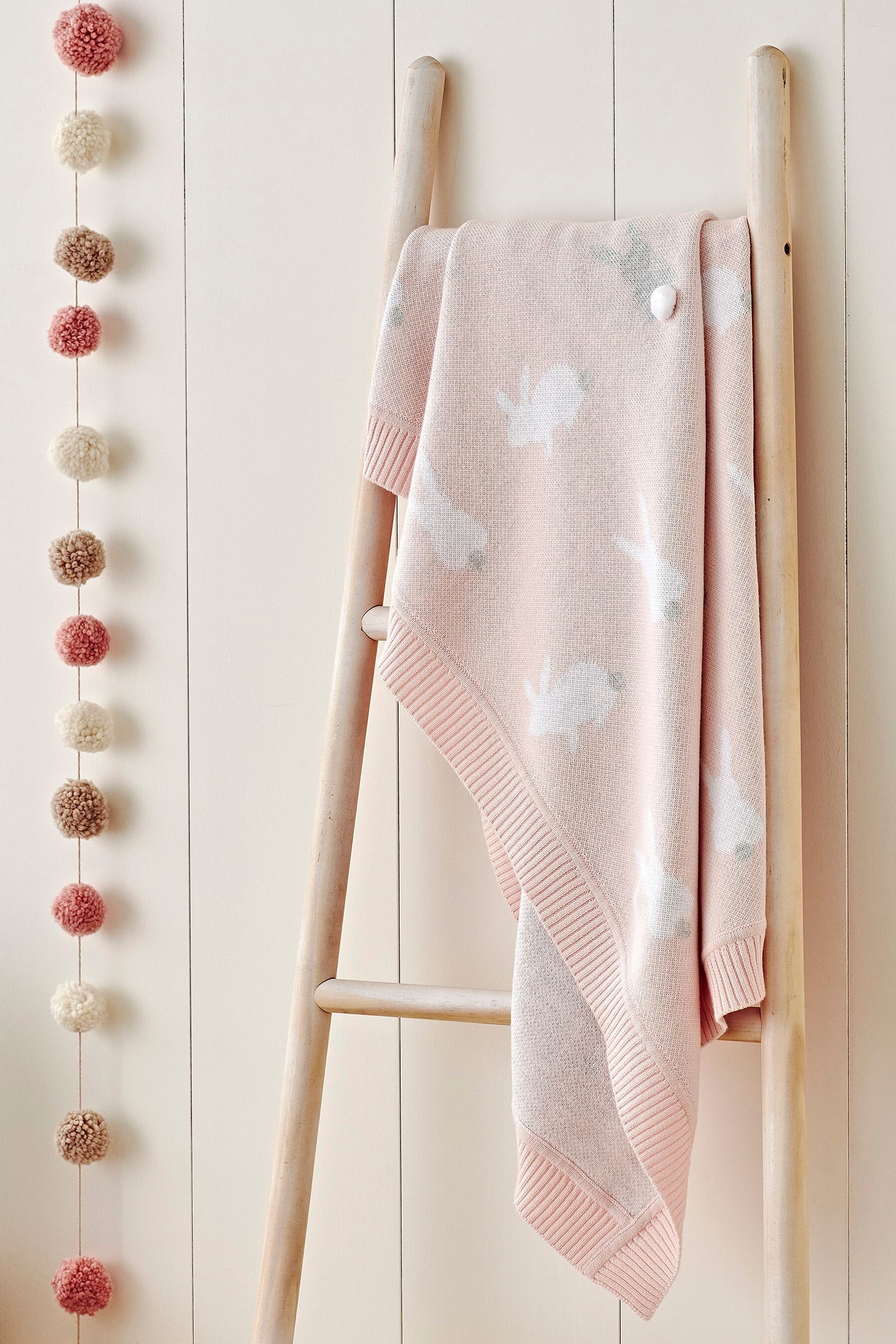 Buy Pink The White Company Kids Pink Bunny Baby Blanket from Next Luxembourg