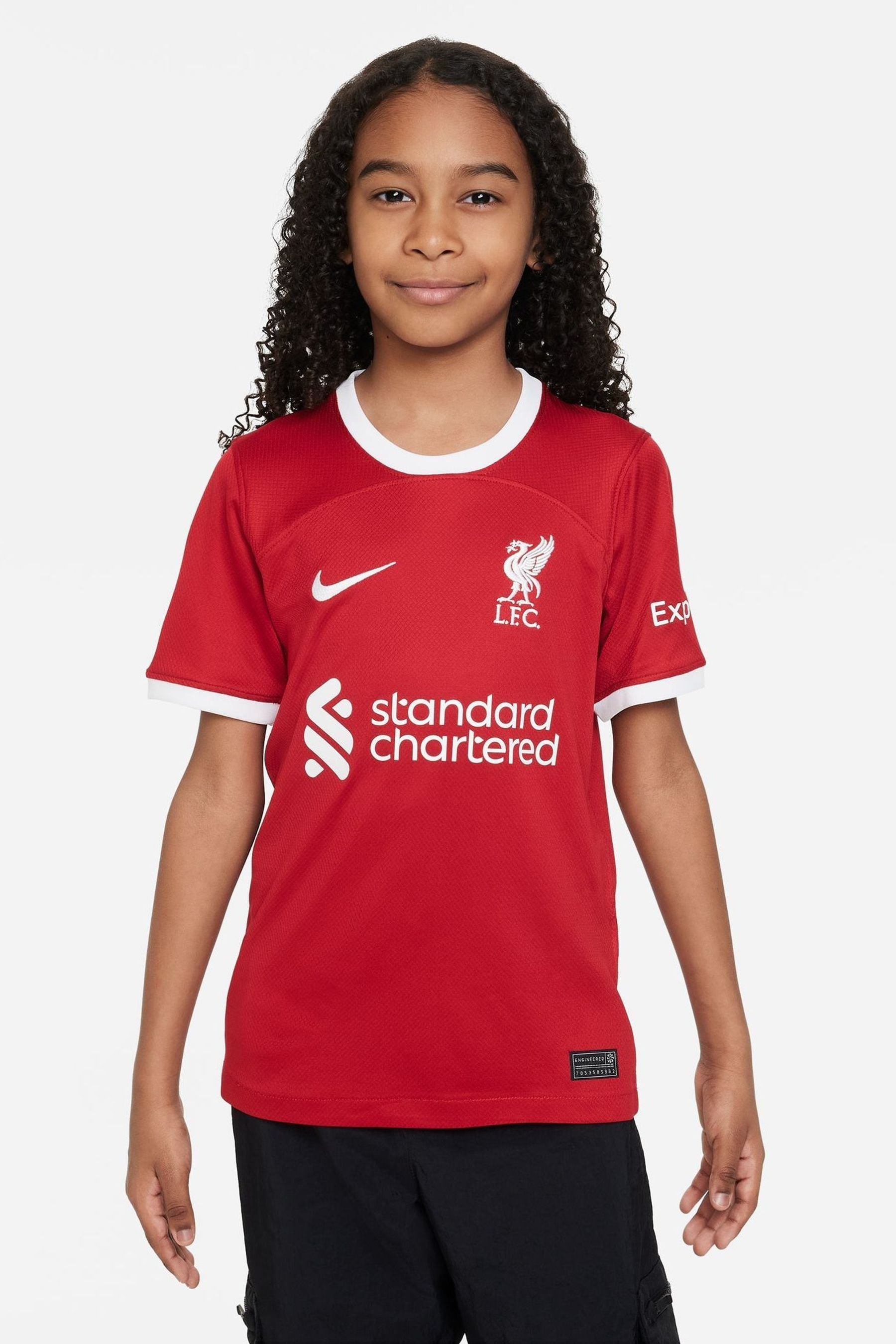 Buy Nike Red Blank Jr. Liverpool Stadium 23 24 Home Football Shirt Kids from Next Luxembourg