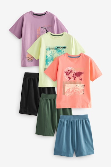 Green/Orange Short Pyjamas 3 Pack (3-16yrs)