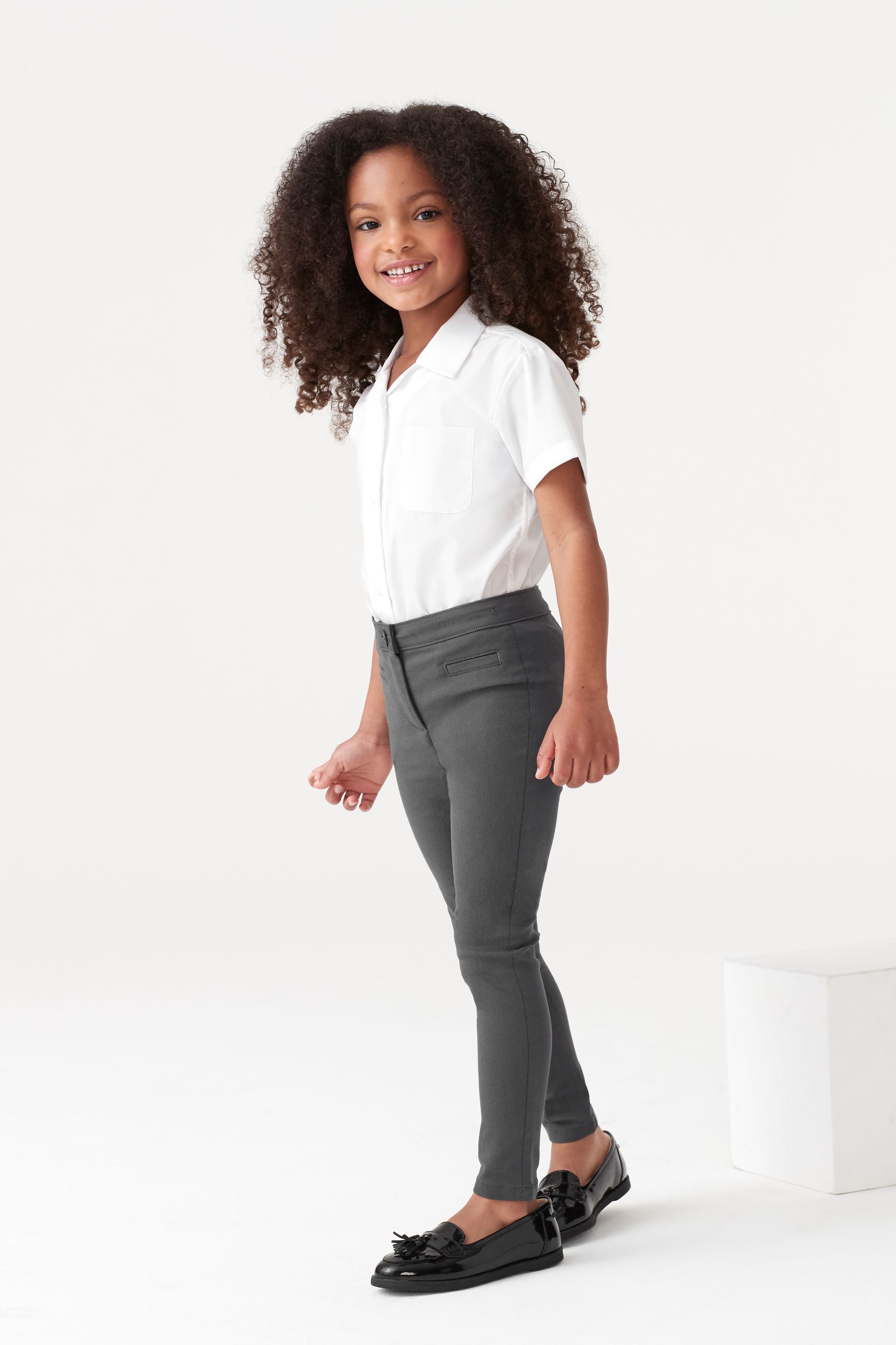 Girls grey best sale skinny school trousers