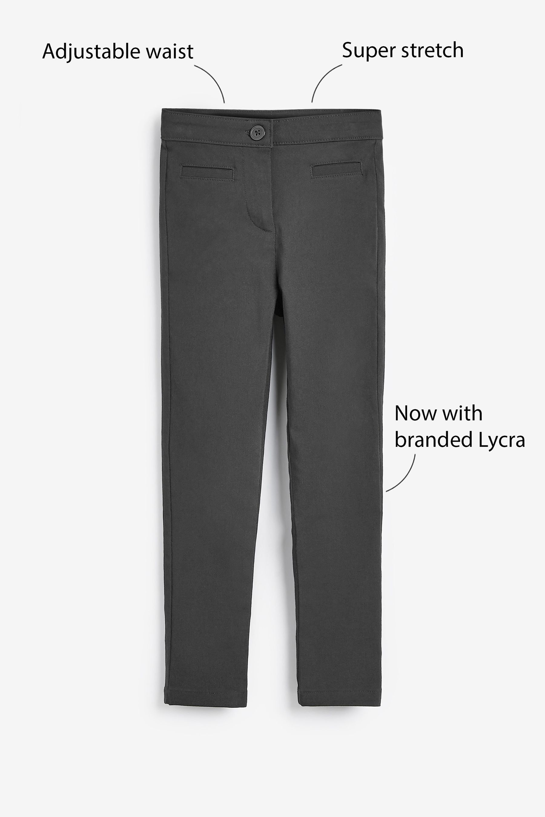 Buy Charcoal Grey Regular Waist School Skinny Stretch Trousers 3 18yrs from the Next UK online shop