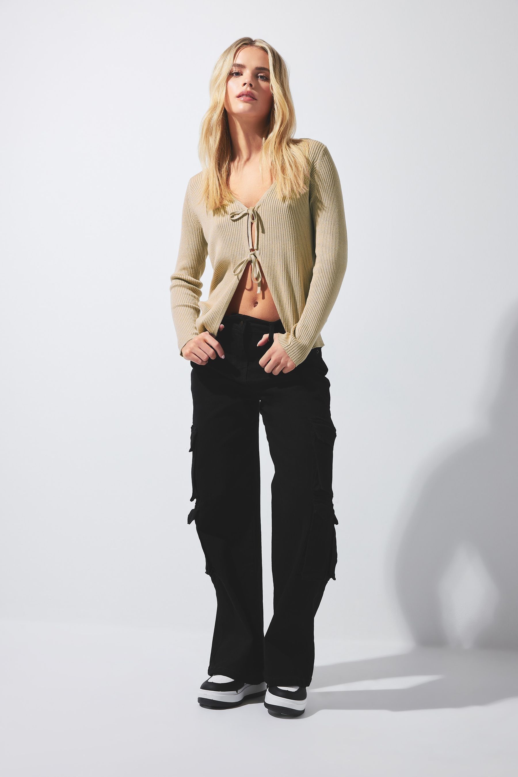 Petite black shop cargo trousers