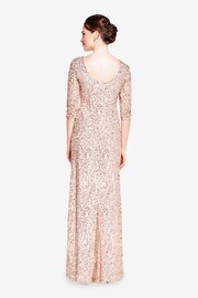 Adrianna Papell Natural 3/4 Sleeve Beaded Mermaid Gown - Image 2 of 4