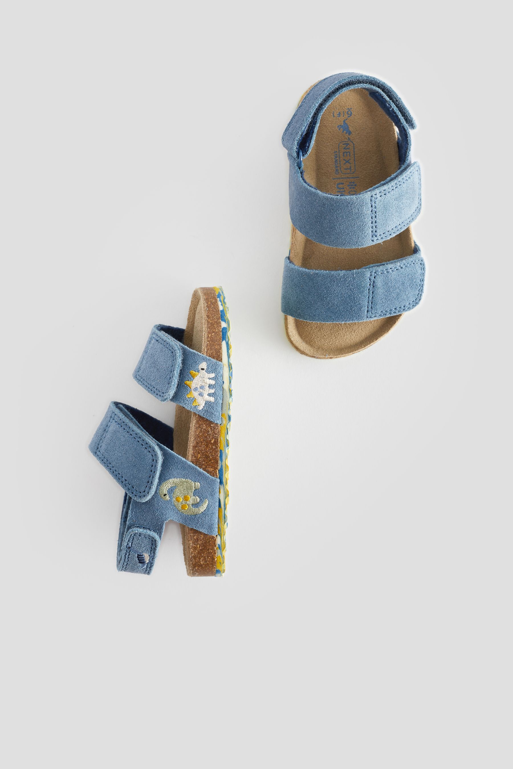 Buy Blue Dino Standard Fit F Leather Touch Fastening Corkbed Sandals from Next Oman