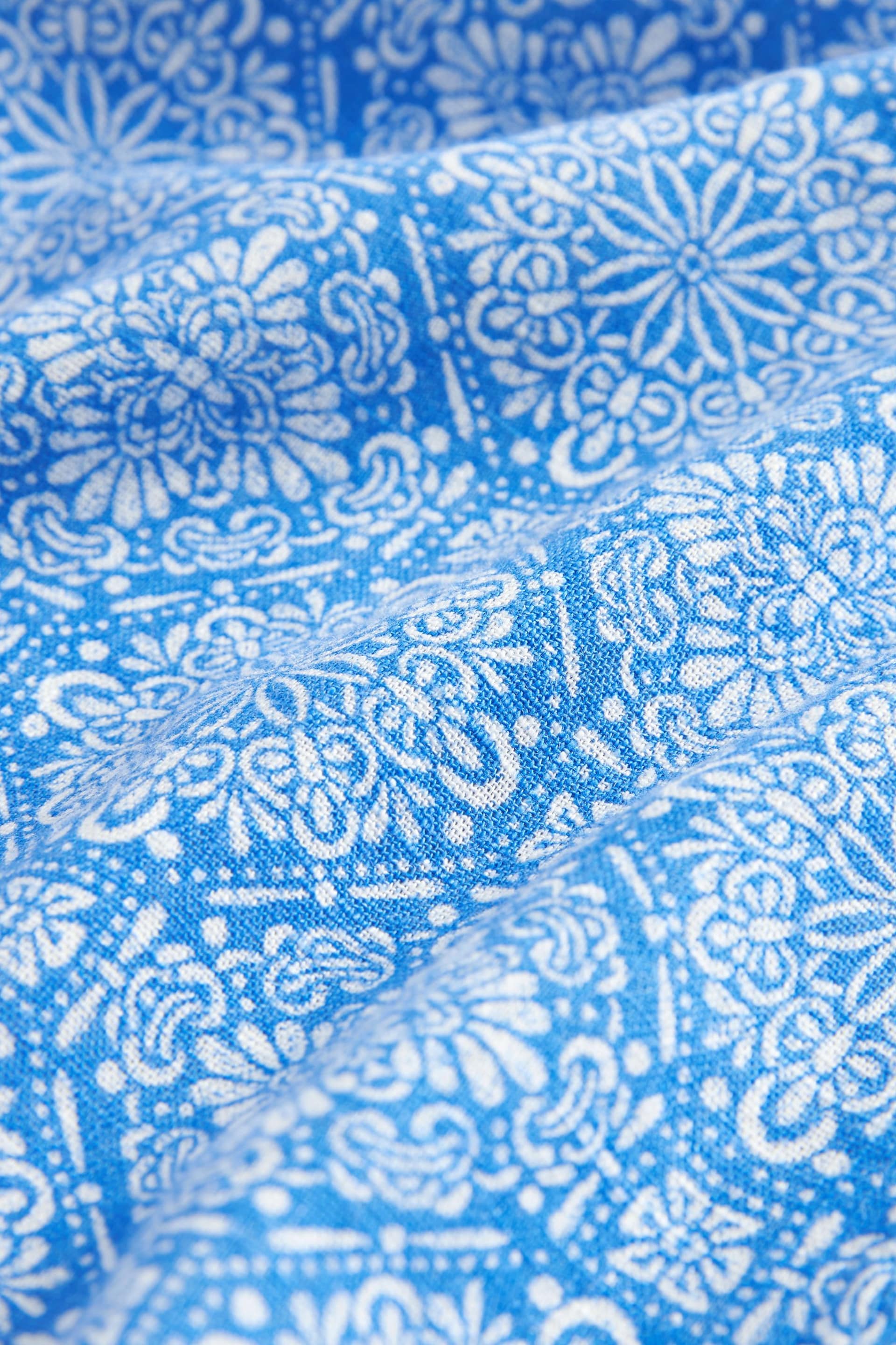 Blue Linen Blend Ruffle Sleeve Top - Image 6 of 6