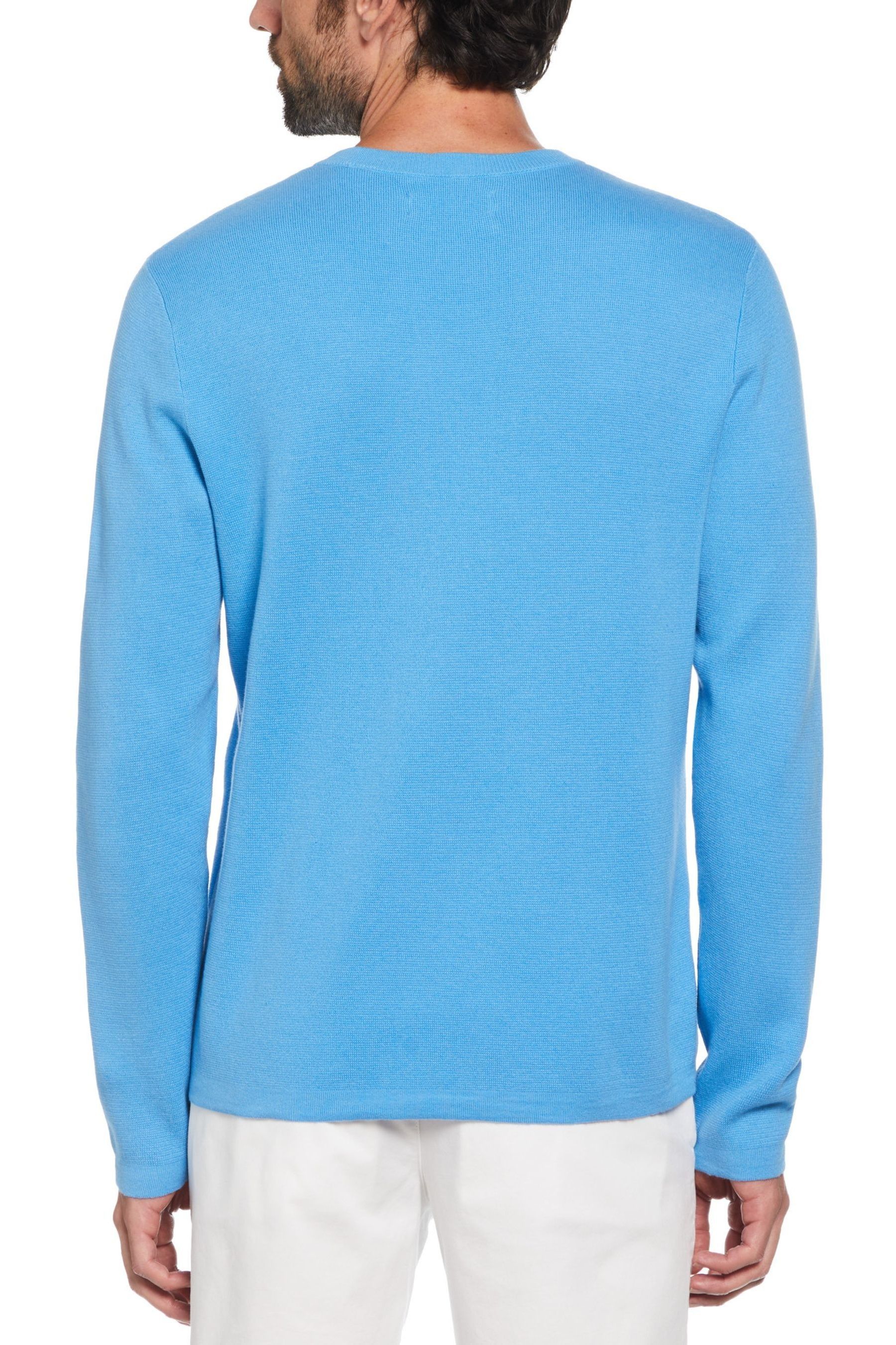 Buy Original Penguin Blue Stripe Detail Crew Neck Jumper from the