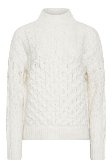 Long Tall Sally White Cable Drop Shoulder Jumper