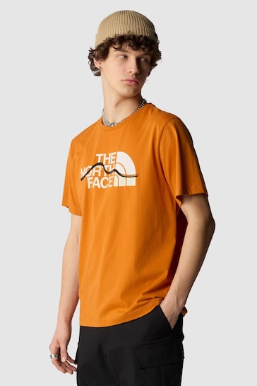 The North Face Orange Mens Mountain Line Short Sleeve T-Shirt