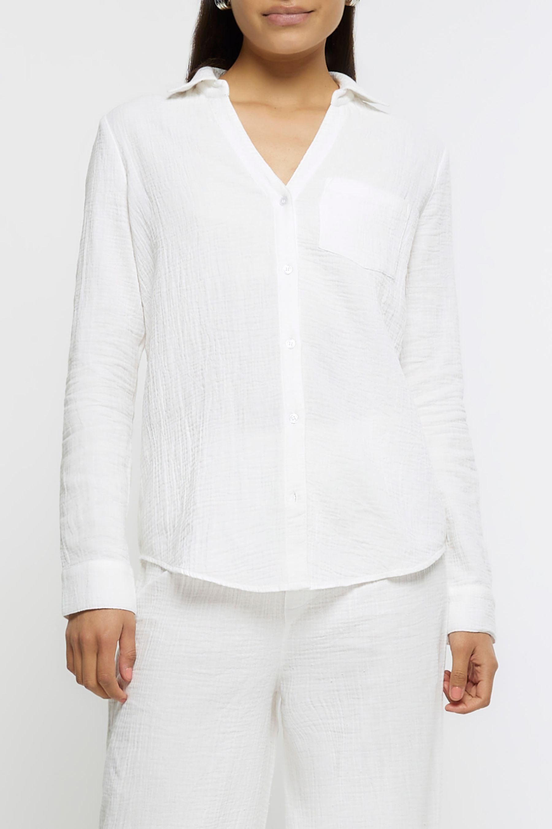 Buy River Island White Blistered Shirt from Next Luxembourg