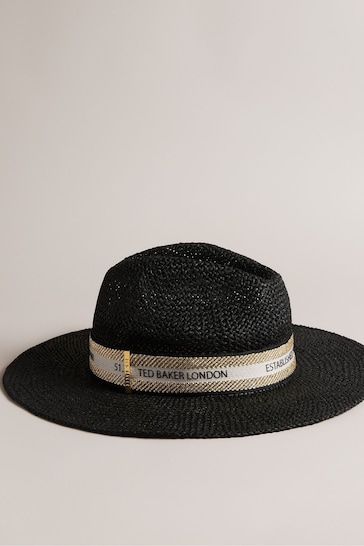 Ted Baker Black Straw Clairie Fedora Hat