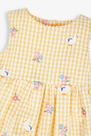 JoJo Maman Bébé Yellow Gingham Duck Floral Embroidered Dress - Image 2 of 2