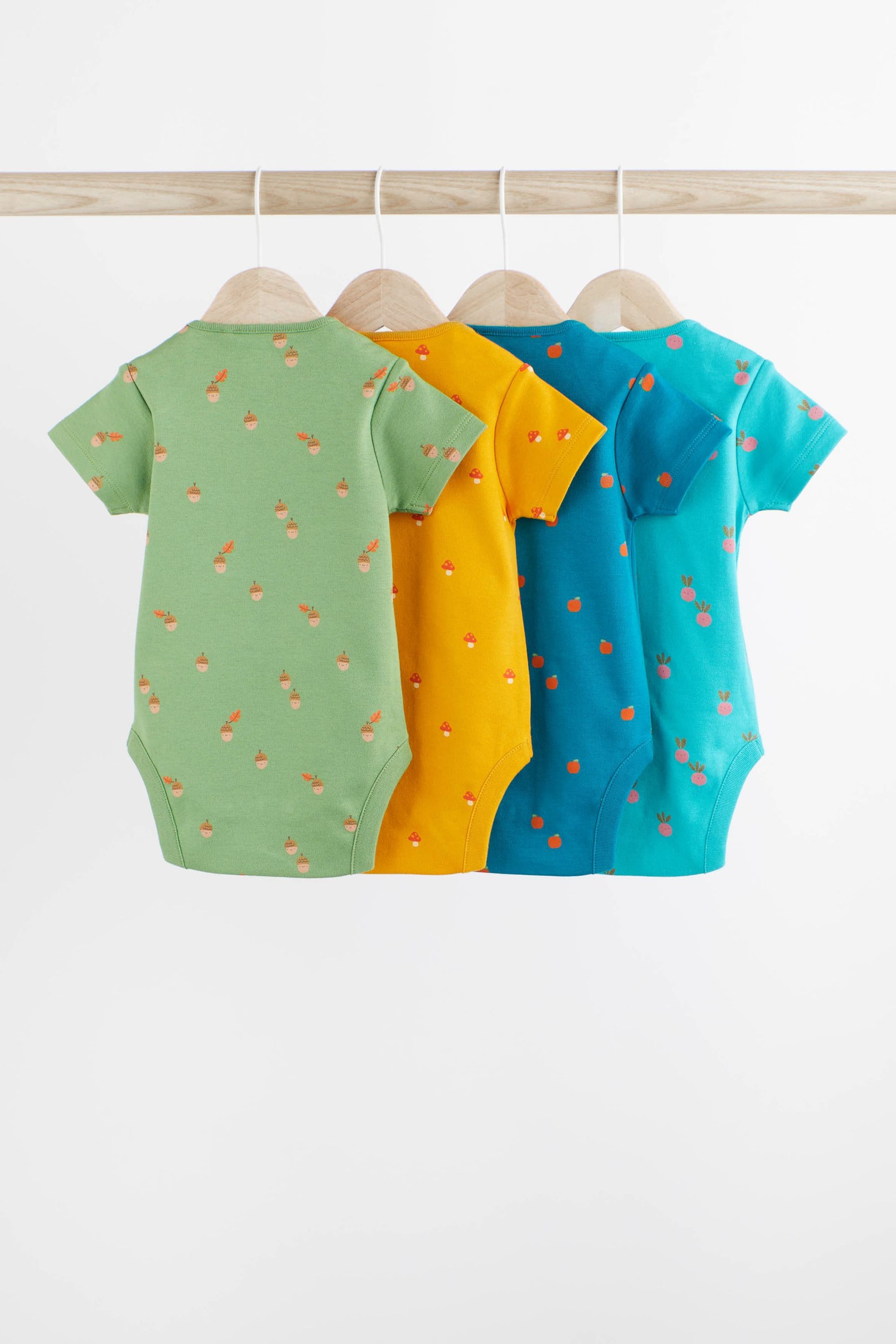 Multi Print Baby Short Sleeve Bodysuits 4 Pack - Image 2 of 6