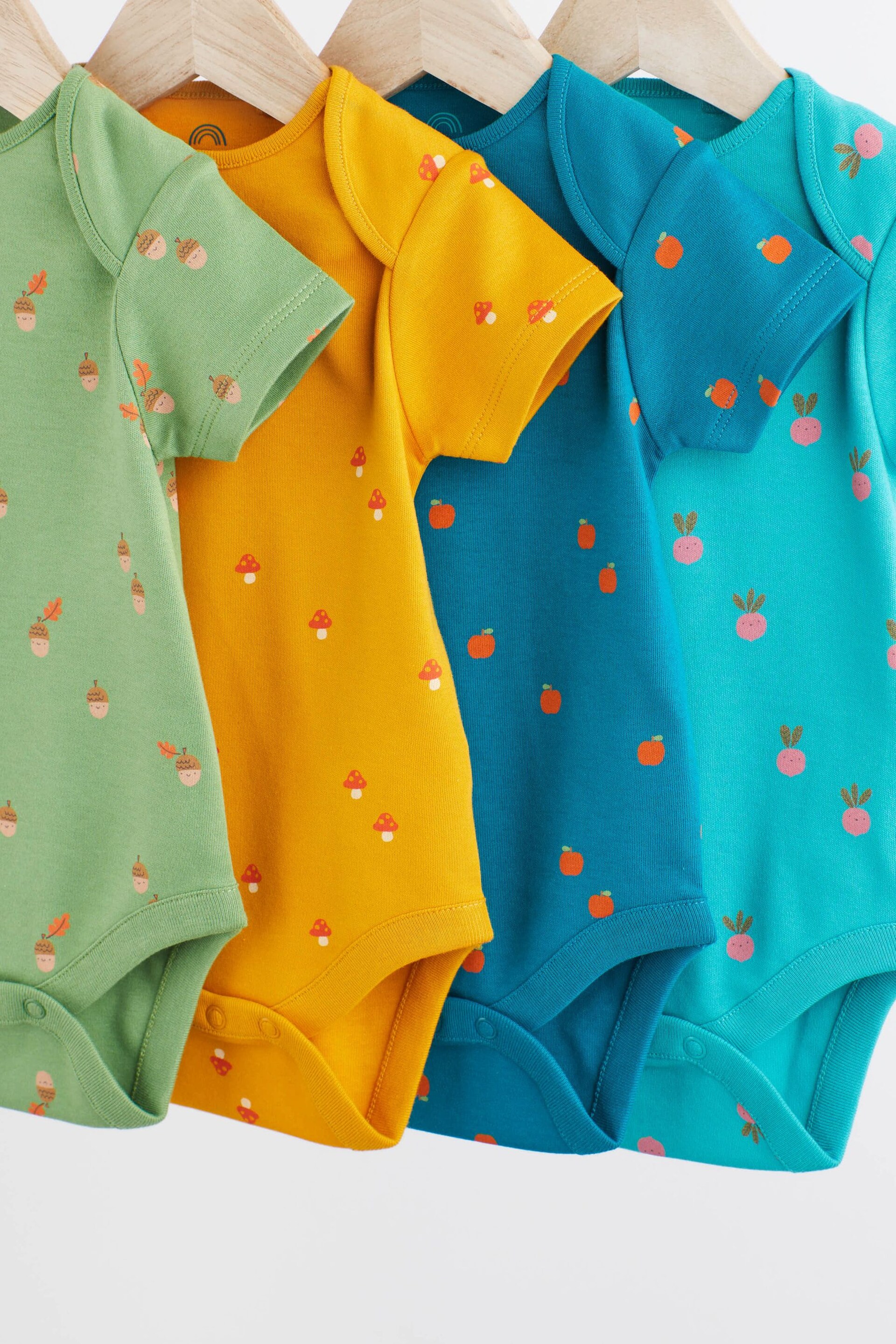 Multi Print Baby Short Sleeve Bodysuits 4 Pack - Image 3 of 6