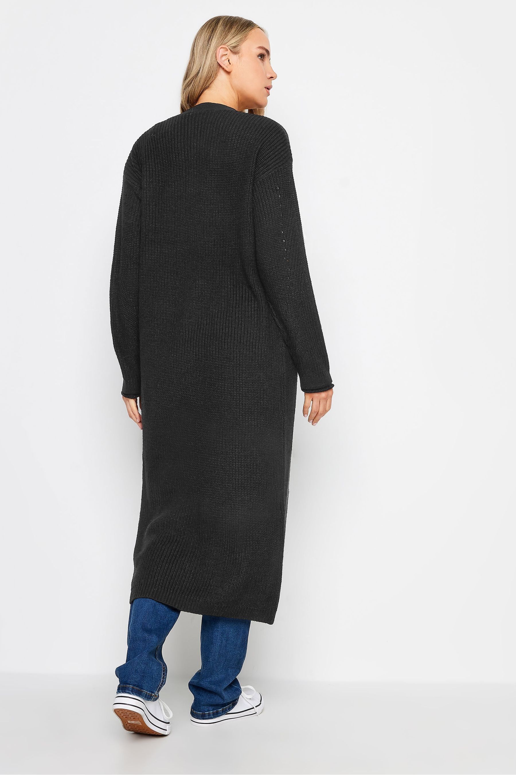 Buy Long Tall Sally Black Longline Ribbed Cardigan from Next Luxembourg