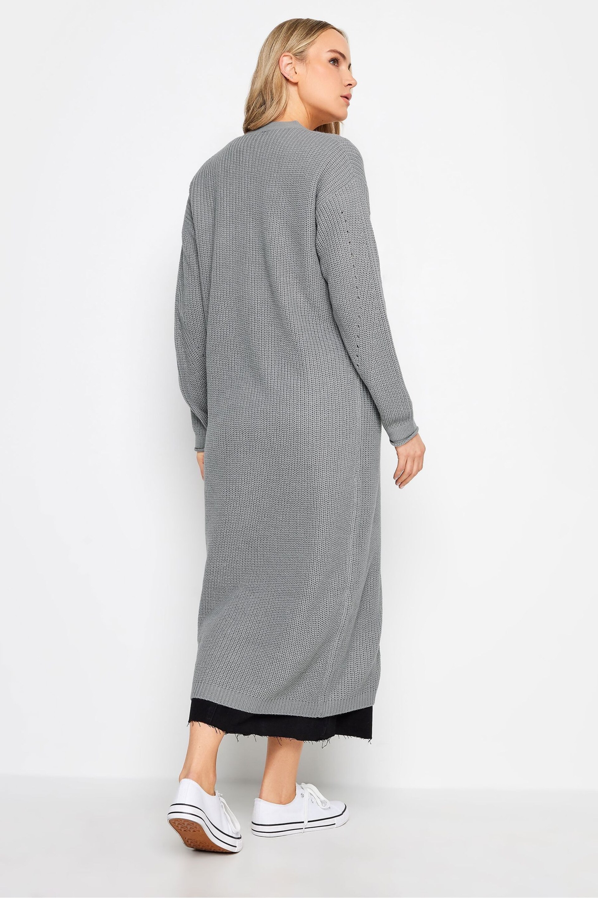 Long Tall Sally Grey Longline Ribbed Cardigan - Image 2 of 4