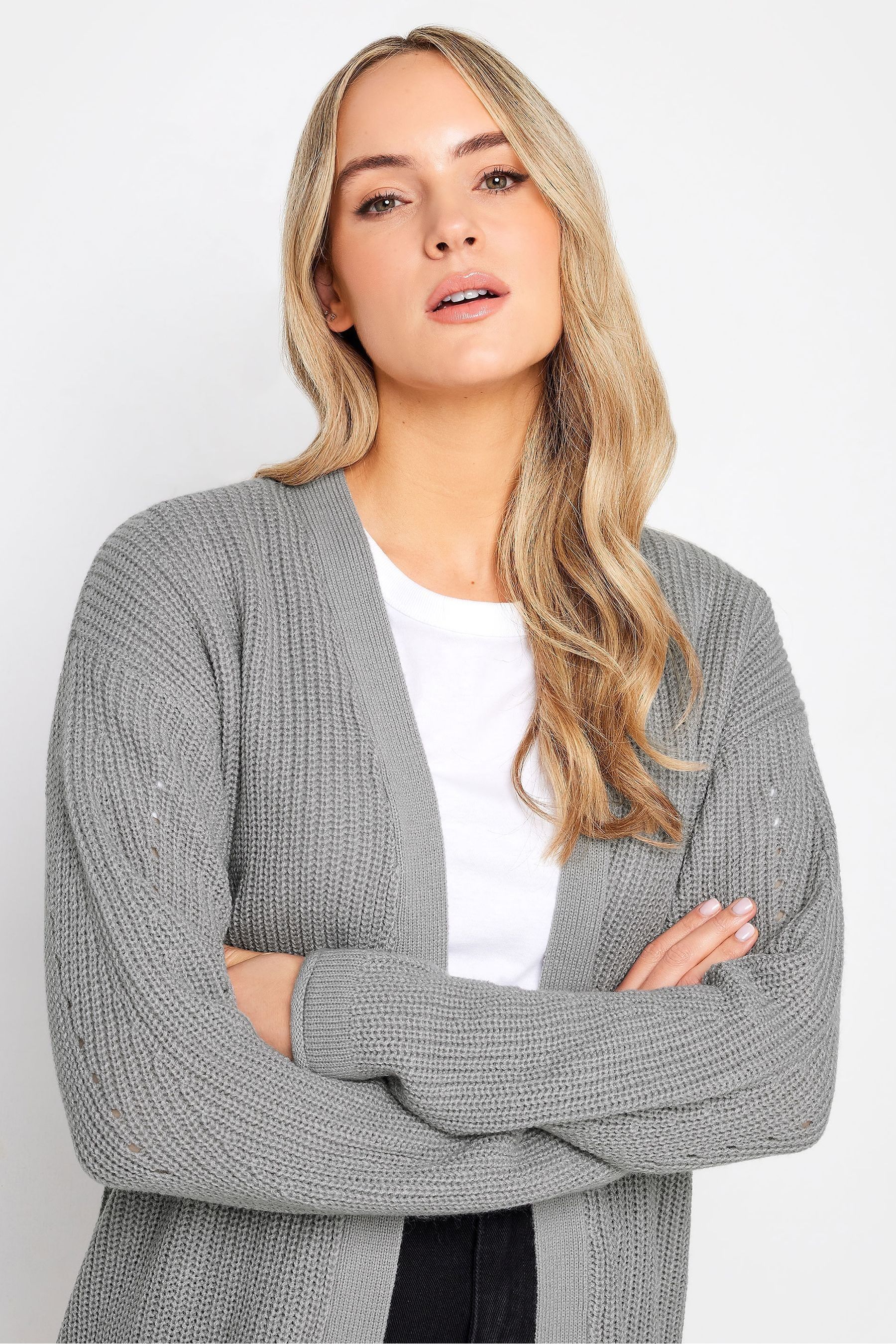Grey ribbed cardigan outlet