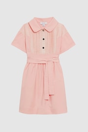 Reiss Pink Wren Junior Collared Belted Short Sleeve Dress - Image 2 of 5