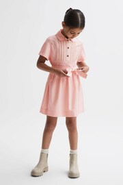 Reiss Pink Wren Junior Collared Belted Short Sleeve Dress - Image 3 of 5